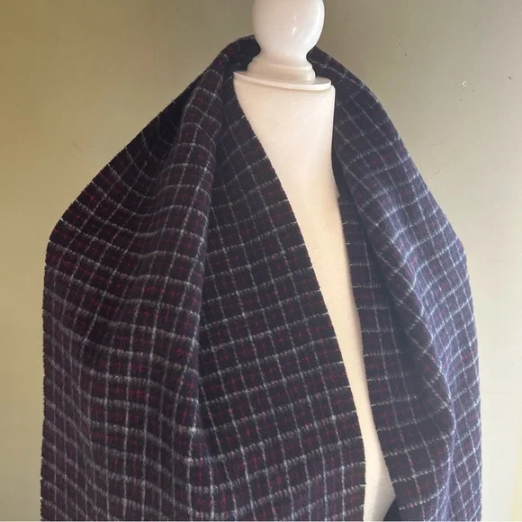 J.Crew Cashmere winter long scarf unisex luxury comfy coat fringe blue red soft - Picture 16 of 16